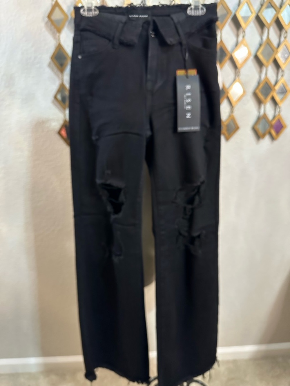 NWT Risen Fold Over Waist Distressed Jeans